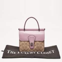 Coach Purple/Beige Signature Coated Canvas and Leather Willis Top Handle Bag