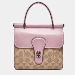 Coach Purple/Beige Signature Coated Canvas and Leather Willis Top Handle Bag