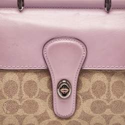 Coach Purple/Beige Signature Coated Canvas and Leather Willis Top Handle Bag