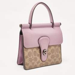 Coach Purple/Beige Signature Coated Canvas and Leather Willis Top Handle Bag