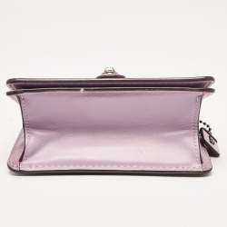 Coach Purple/Beige Signature Coated Canvas and Leather Willis Top Handle Bag