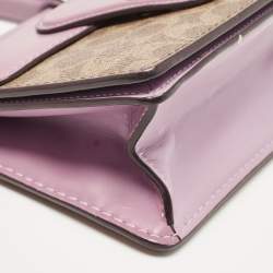 Coach Purple/Beige Signature Coated Canvas and Leather Willis Top Handle Bag