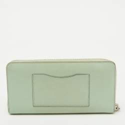 Coach Light Green Leather Long Zip Around Wallet