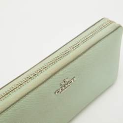 Coach Light Green Leather Long Zip Around Wallet