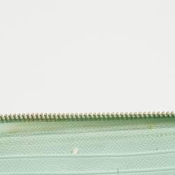 Coach Light Green Leather Long Zip Around Wallet
