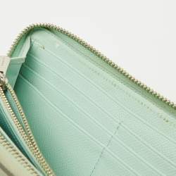 Coach Light Green Leather Long Zip Around Wallet