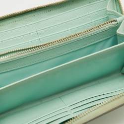 Coach Light Green Leather Long Zip Around Wallet
