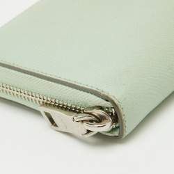 Coach Light Green Leather Long Zip Around Wallet