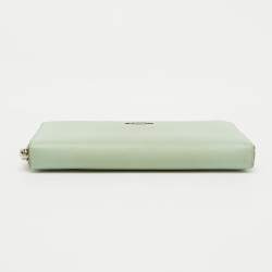 Coach Light Green Leather Long Zip Around Wallet