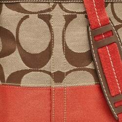 Coach Beige/Orange Signature Fabric and Leather Swingpack Messenger Bag