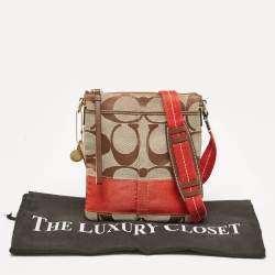 Coach Beige/Orange Signature Fabric and Leather Swingpack Messenger Bag