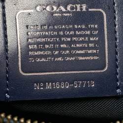 Coach Navy Blue Croc Embossed Leather Brooklyn Carryall Satchel