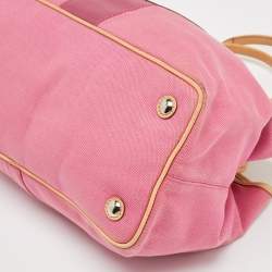 Pre Owned Coach Pink/Beige Canvas and Leather Hamptons Archive 10th Anniversary Tote