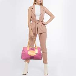 Pre Owned Coach Pink/Beige Canvas and Leather Hamptons Archive 10th Anniversary Tote