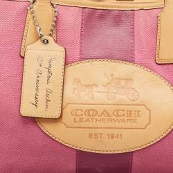 Pre Owned Coach Pink/Beige Canvas and Leather Hamptons Archive 10th Anniversary Tote