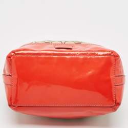Coach Orange/Beige Signature Canvas and Patent Leather Hobo