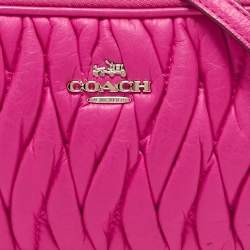 Coach Neon Pink Quilted Leather Mini Crossbody Bag