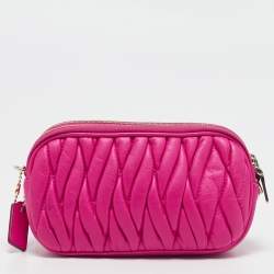 Coach Neon Pink Quilted Leather Mini Crossbody Bag