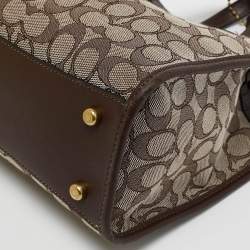 Pre Owned Coach Dark Brown Signature Canvas and Leather Field 22 Tote
