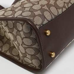Pre Owned Coach Dark Brown Signature Canvas and Leather Field 22 Tote