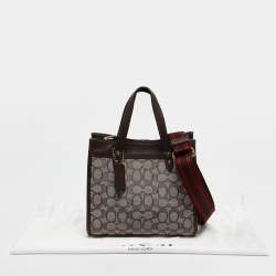 Pre Owned Coach Dark Brown Signature Canvas and Leather Field 22 Tote