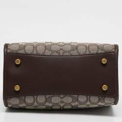 Pre Owned Coach Dark Brown Signature Canvas and Leather Field 22 Tote