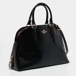 Pre Owned Coach Black Patent Leather Quinn Dome Bag