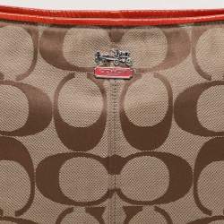 Coach Beige/Orange Signature Canvas and Patent Leather Katarina Hobo