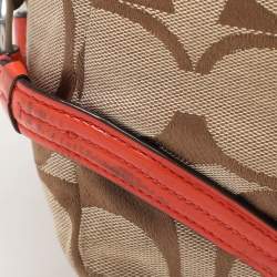Coach Beige/Orange Signature Canvas and Patent Leather Katarina Hobo