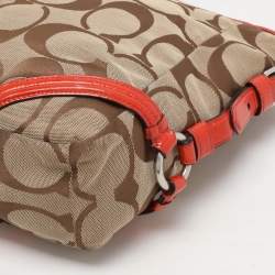 Coach Beige/Orange Signature Canvas and Patent Leather Katarina Hobo