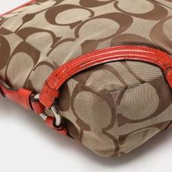 Coach Beige/Orange Signature Canvas and Patent Leather Katarina Hobo