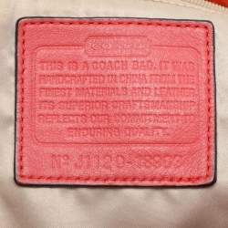 Coach Beige/Orange Signature Canvas and Patent Leather Katarina Hobo