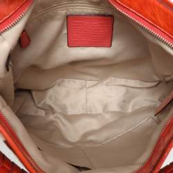 Coach Beige/Orange Signature Canvas and Patent Leather Katarina Hobo
