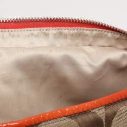 Coach Beige/Orange Signature Canvas and Patent Leather Katarina Hobo