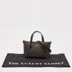 Coach Black/Brown Signature Coated Canvas and Leather Mini Gallery Crossbody Bag