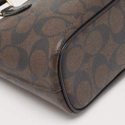 Coach Black/Brown Signature Coated Canvas and Leather Mini Gallery Crossbody Bag