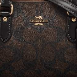 Coach Black/Brown Signature Coated Canvas and Leather Mini Gallery Crossbody Bag
