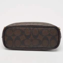 Coach Black/Brown Signature Coated Canvas and Leather Mini Gallery Crossbody Bag