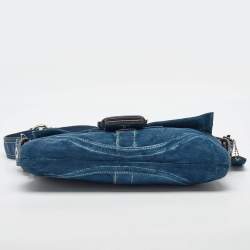 Pre Owned Coach Blue Suede Soho Flap Shoulder Bag