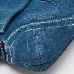 Pre Owned Coach Blue Suede Soho Flap Shoulder Bag