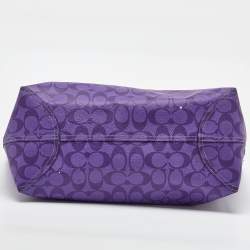 Coach Purple Signature Coated Canvas and Leather Reversible City Tote