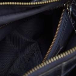 Coach Navy Blue Croc Embossed Leather Brooklyn Carryall 28 Tote