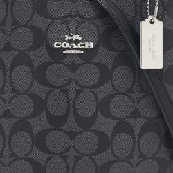 Pre Owned Coach Black/Grey Signature Coated Canvas Small Town Bucket Bag