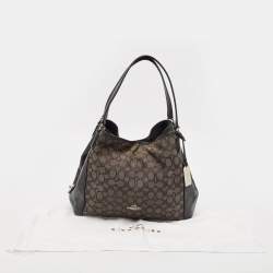 Coach Black Signature Canvas and Leather Edie 31 Satchel
