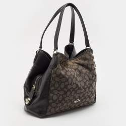 Coach Black Signature Canvas and Leather Edie 31 Satchel