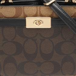 Coach Black/Brown Signature Coated Canvas and Leather Mini Lane Tote