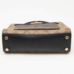 Coach Black/Brown Signature Coated Canvas and Leather Mini Lane Tote