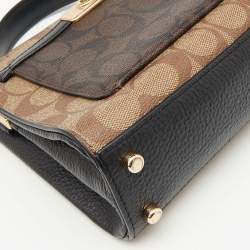 Coach Black/Brown Signature Coated Canvas and Leather Mini Lane Tote