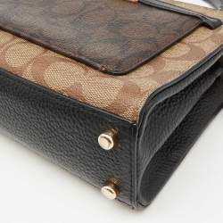 Coach Black/Brown Signature Coated Canvas and Leather Mini Lane Tote