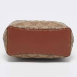 Pre Owned Coach Beige Signature Coated Canvas and Leather Mini Radial Rainbow Town Bucket Bag